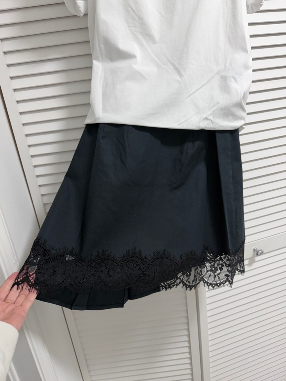 3.1 Phillip Lim White Tee with Black Lace-Trim Mini Skirt - Picture 6 of 9